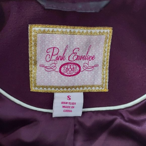 Pink Envelope burgundy winter pea coat w/hood - Picture 2 of 3